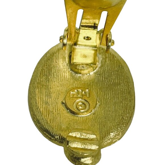 Vintage Gold Tone Beetle With Red Enamel Hearts Clip On Earrings (5484) - Picture 7 of 7